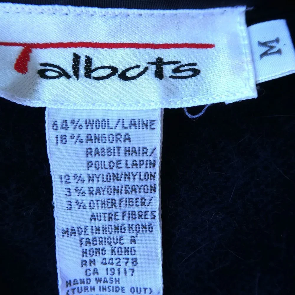 ANGoRa WooL Talbots Iridescent Beaded Soft Navy Cardigan Velvet Buttons Collar M